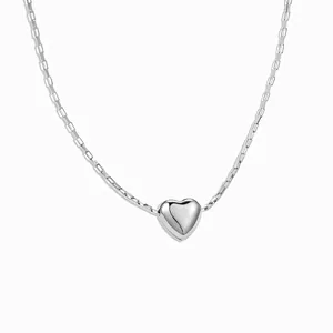925 Sterling Silver Heart Pendant Necklace Minimalist Elegant Clavicle Chain Fashion Jewelry For Women Daily Birthday Gift