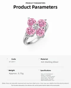 Macro detail of S925 sterling silver ring featuring 5A pink zircon floral inlay