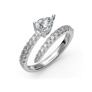 Elegant pear-cut zircon S925 sterling silver wrap ring with micro-paved sparkling accents
