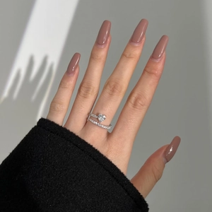 Bague élégante en argent sterling S925 avec double anneau et diamant en forme de cœur