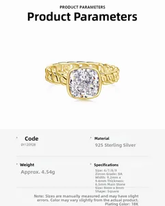Detailed product specifications for S925 sterling silver chain ring with 2ct 8A zircon