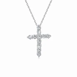 Collana con Ciondolo a Croce in Argento Sterling 925 per Donna Elegante Gioielli Religiosi Placcati Oro Argento con Intarsio di Zirconia