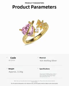 Detail view of S925 sterling silver ring with heart pink zircon and pearl accents