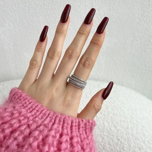 S925 sterling silver multi-layer stackable ring with sparkling zircon stones on model hand