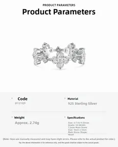 Detailed specifications of S925 sterling silver four-leaf clover ring with zircon inlay
