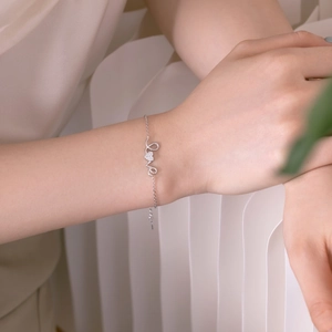 Elegant S925 sterling silver LOVE letter bracelet with heart zircon for women