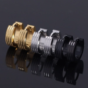 Boucles d'Oreilles Créoles Huggie en Acier Inoxydable Minimalistes Pour Femmes Hommes Géométriques à Triple Ligne Bijoux