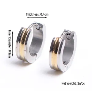 Dual-tone stainless steel ear cuff hoop with 0.9cm inner diameter and 0.4cm thickness