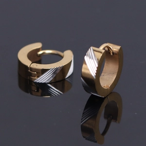 Orecchini a cerchio bicolore oro e argento in acciaio inossidabile con righe