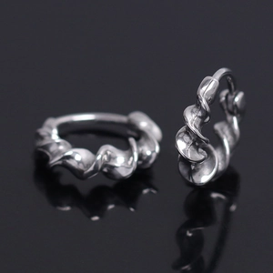 Korean Style Twisted Stainless Steel Hoop Earrings For Men Minimalist Personality Geometric Huggie Hoop Fashion Jewelry Accessory