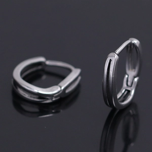 Boucles d'oreilles créoles ovales minimalistes en acier inoxydable pour hommes et femmes Boucles d'oreilles Huggie géométriques