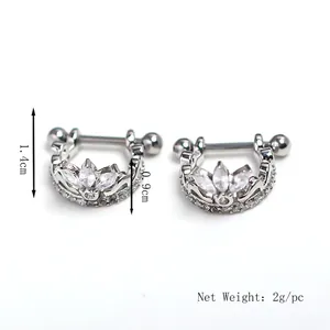 Orecchini a corona in argento con zirconi, altezza 1,4 cm, design elegante da regina