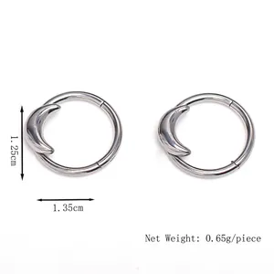 Sleek silver crescent moon hoop earrings, lightweight 0.65g daily wear jewelry accessories
