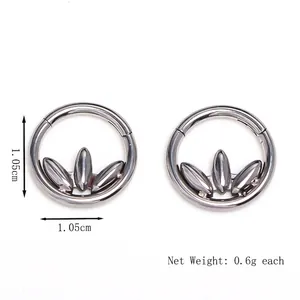 Fashion lotus petal stainless steel hoop earrings with 1.05cm diameter and 0.6g weight