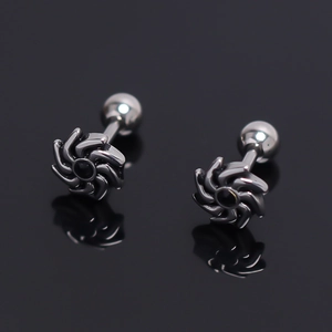 Boucles d'oreilles engrenage en acier inoxydable noir avec fermoir à boule industrielle