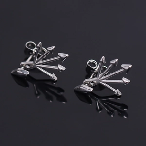 Men Stainless Steel Spike Stud Earrings Punk Silver Radial Arrow Design Geometric Earrings Polished Metallic Jewelry Gift