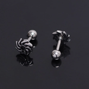 Boucles Oreilles Goujon Acier Inoxydable Hommes Punk Industriel Engrenage Spirale Zircon Noir Bijoux Piercing Cartilage Vis Balle