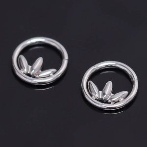 Fashion Stainless Steel Lotus Flower Petal Hoop Earrings Unisex Punk Style Body Piercing Jewelry Silver Clicker Earring