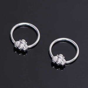 Boucles d'Oreilles Créoles Abeille en Acier Inoxydable Punk pour Hommes Femmes Bijoux de Piercing Design Animal Argenté