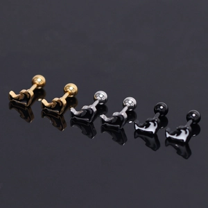 Creative Dolphin Stainless Steel Ear Bone Stud Earrings For Men Women Personalized Animal Shape Barbell Earrings Jewelry