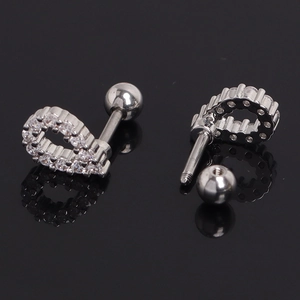 U-shaped sparkling cubic zirconia stud earrings with secure screw back ball closure