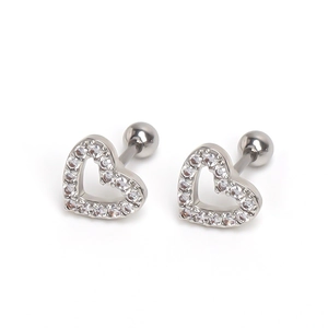 Boucles d'oreilles cœur en acier inoxydable avec pavé de zircons blancs brillants