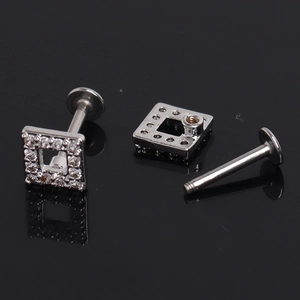 Quadratischer CZ-Ohrstecker mit Zirkonia-Inlay und langlebigem Edelstahl-Schraubverschluss