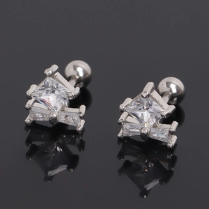 Minimalist Stainless Steel Butterfly Geometric Stud Earrings Rhinestone Inlaid Screw Back Single Piece Jewelry For Women