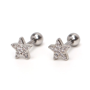 Star-shaped stud earrings with sparkling pavé cubic zirconia and screw ball backs