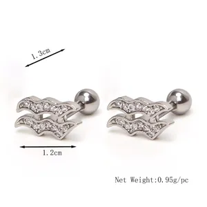 Modern silver stainless steel constellation stud earrings with cubic zirconia stones