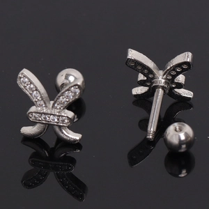 Silver-tone Pisces zodiac stud earrings with sparkling cubic zirconia and screw-back ball ends