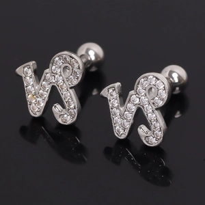 Capricorn Zodiac Sign Stainless Steel Stud Earrings For Men Women Personalized Rhinestone Ear Bone Nail Silver Color Jewelry