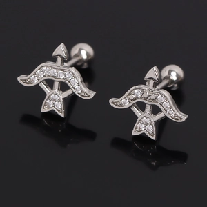 Orecchino a Bottone in Acciaio Inossidabile ad Arco e Freccia Con Strass Sagittario Cupido Freccia Orecchini Gioielli per Uomo Donna