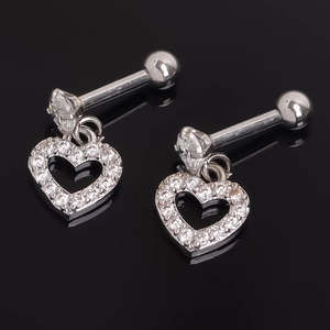 Minimalist Alloy Heart Rhinestone Stud Earrings Geometric Screw Back Piercing Jewelry Fashion Accessory For Women Men