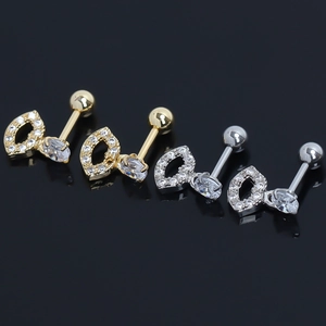 Stainless Steel Lip Shape Stud Earrings For Women Rhinestone Inlaid Gold Silver Plated Piercing Jewelry Personalized Earrings Gift