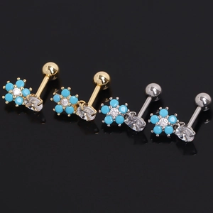 Minimalist Stainless Steel Plum Blossom Stud Earrings For Women Sweet Floral Rhinestone Inlaid Gold Silver Jewelry Gift