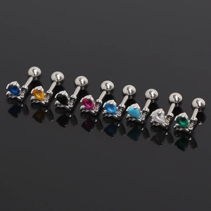 Stainless Steel Pear Cut Rhinestone Rose Flower Stud Earrings Screw Back Barbell Ear Bone Stud For Women Men Jewelry Gift