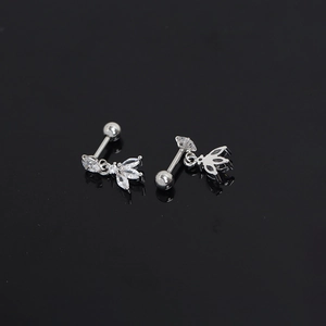 Boucles d'oreilles fleur en acier inoxydable avec zircons marquise étincelants