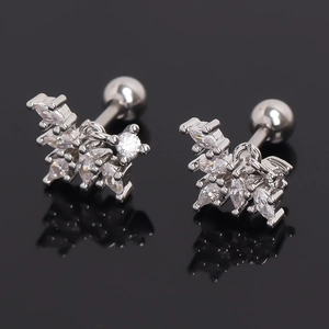 Boucles d'Oreilles Clous en Acier Inoxydable Fleur Papillon Avec Strass Transparents Bijoux de Piercing à Vis pour Femmes