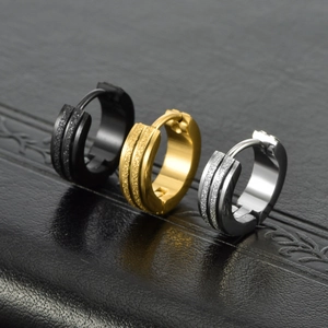 Unisex Titanium Steel Huggie Hoop Earrings Punk Frosted Sandblasted Stainless Steel Earring For Men Women Fashion Jewelry
