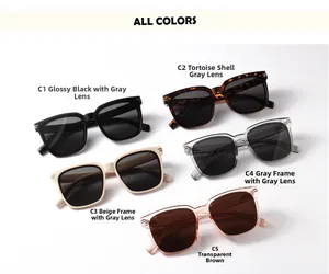 Plusieurs options de couleurs pour lunettes de soleil carrées oversize en noir, écaille et clair