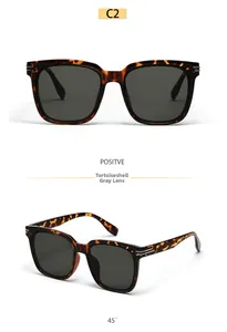 Vue détaillée des lunettes de soleil carrées écaille avec verres gris foncé premium