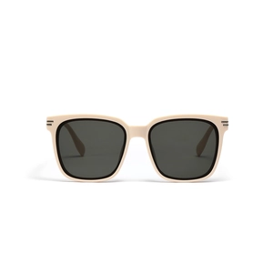 Lunettes de soleil carrées rétro crème surdimensionnées avec détails argentés