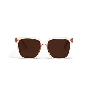 Lunettes de soleil rétro carrées surdimensionnées rose champagne avec verres marrons