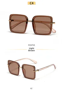 Détail des lunettes de soleil carrées thé avec joints en métal et code couleur C4