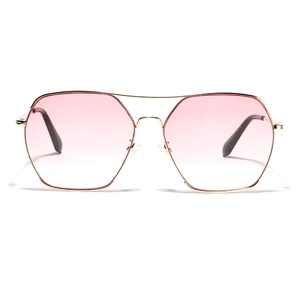 Oversized Square Polygon Sunglasses For Men Women Metal Frame Gradient AC Lens UV400 Protection Fashion Retro Sun Glasses
