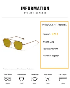 Guide des tailles détaillé pour lunettes de soleil vintage carrées avec mesures