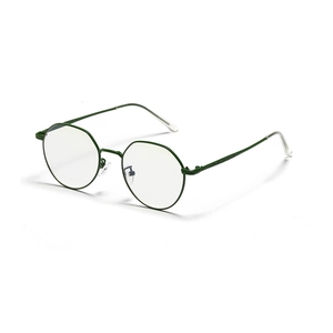 Vintage dark green metal round glasses frame with a retro minimalist aesthetic design