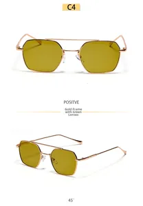 Détail de lunettes de soleil en métal doré avec verres jaune-vert en couleur C4
