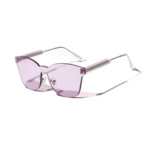 Fashion Rimless One Piece Lens Sunglasses For Women Oversized Butterfly Metal Temple UV400 Ocean Color Sun Glasses Party Beach Streetwear